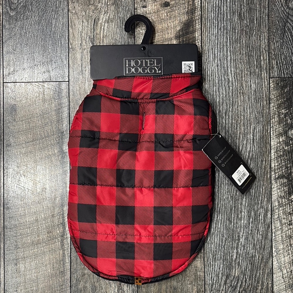 Red & Black Buffalo Plaid Puffer Dog Vest